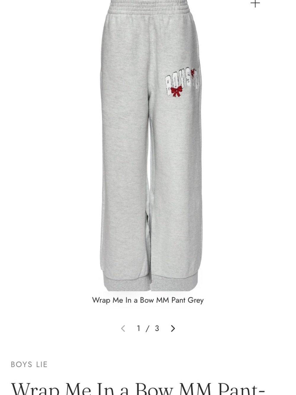 NWT!! Boys Lie Wrap Me In a Bow MM Grey Sweatpants